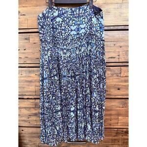 Ted Baker Skirt Womens Sz 5-UK Blue Corrugated Pleat Midi Lailah Butterfly Print